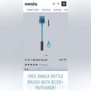 Purchases of $100+ include a free Owala bottle brush!